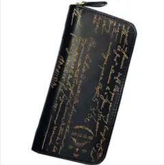 新品✨牛革✨長財布　ロングウォレット　英字　誕生日プレゼント記念品 ブラック