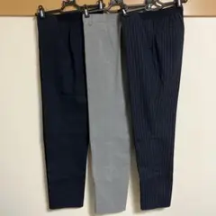 ユニクロアンクルパンツ 3点セット ネイビー グレー ストライプ
