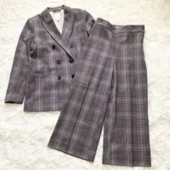 【美品】Hu0026M チェック ダブルジャケットセットアップ