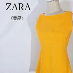 【美品】ザラ　ノースリーブ ミニワンピース ツイード調　　ちりめん調　フレア
