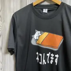 o19 新品未使用品　吸汗×速乾素材。キュート面白T 「ネコんでます」T黒M