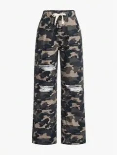 SHEIN kids 迷彩 ダメージ ズボン パンツ 10Y_134-140cm