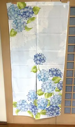 【8/15まで】あじさい柄のれん 綿100% 87cm×176cm
