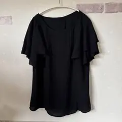 レプシィム　黒 フリルデザイン 半袖トップス
