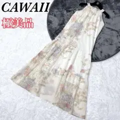 【極美品】 CAWAII カワイイ ノースリーブ花柄ワンピース　ロング 花柄