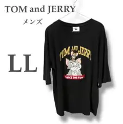 【トムとジェリー】⭐︎刺繍入りTシャツ⭐︎ LL⭐︎ブラック⭐︎半袖⭐︎メンズ⭐︎