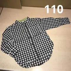 ディラッシュ　スタンドカラー　冷房対策　チェック柄　長袖シャツ　110