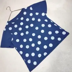 良品★UNIQLO グラフィックTシャツ ミッキー ドット 水玉 ブルー L
