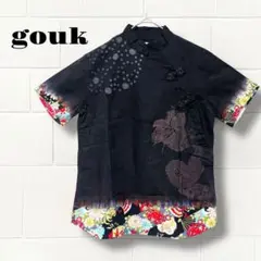 ゴウク　チャイナ風Tシャツ　モダントップス　レディース　マルチカラー　綿100%