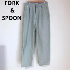 フォークアンドスプーン　デニム　パンツ　ストレート　タック　ブルー　カジュアル