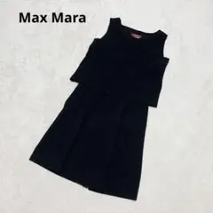 マックスマーラスタジオMax Mara サイズJ 40 黒 プリーツ リボン