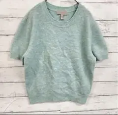 H&M✨ニット【S】クルーネック　半袖　ハイゲージ　ミントグリーン