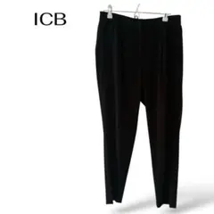 ICB ブラックセンタープレススラックス　ウエストゴム　美品　ビジネスデート