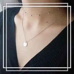 a464【2連コインネックレス⭐️】プラチナコート お洒落 プレゼント 上品