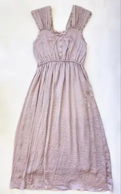ナイスクラップロングワンピースくすみピンク上品