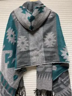 ストール　フード付き　緑