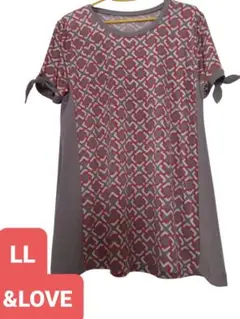 & LOVE 幾何学模様 半袖チュニック LL