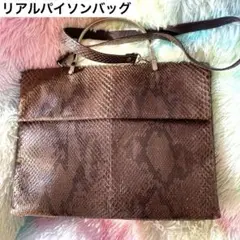 リアルパイソンバッグ　ハンドバッグ　　ショルダーバッグ　ブラウン系