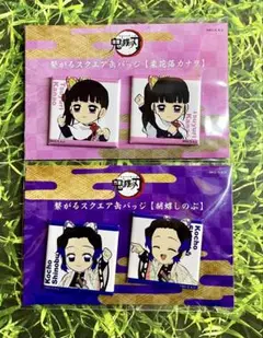 鬼滅の刃　繋がるスクエア缶バッジ　しのぶ　カナヲ 2個セット　メルカリ便