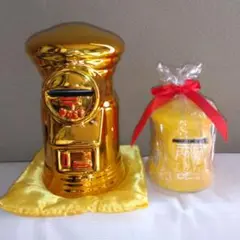 郵便ポスト　貯金箱　金色14cm 黄色8cm　2個セット　新品未使用