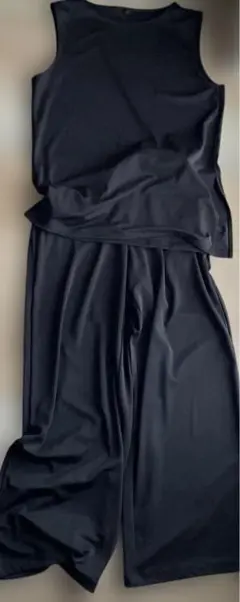 ブラック ストレッチパンツセットアップ L