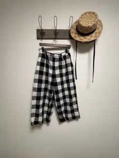 スタディオクリップ ブロックチェックパンツ　黒　Lサイズ