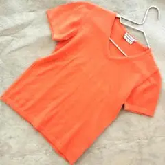 Max&Co MADE IN ITALY Vネックニット 半袖 オレンジ M