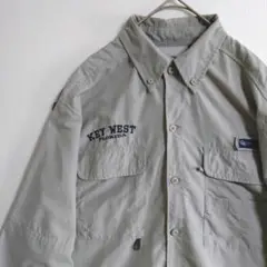2560　SPICY TUNA　長袖フィッシングシャツ　M　灰　通気口　US古着