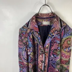 F861 総柄 花柄 L レディース ジャケット アウター 古着 長袖