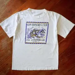 90s USA製 マラソン 記念T アート 躍動感 ランナー ゴールド×パープル
