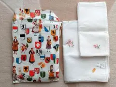 スイス製　ハンドメイド刺繍　テーブルクロスセット（大1枚＋小4枚：計5枚）