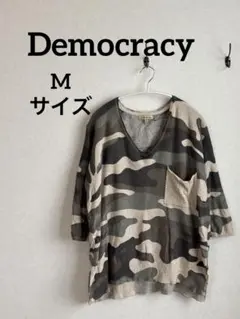 Democracy カモフラージュ Vネック Tシャツ 【Mサイズ】 大きめ