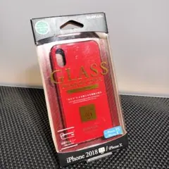 新品 iPhone Xs/Xガラスケース レッド