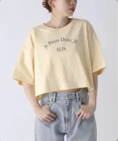 Heather★DAILYロゴプリントT☆イエロー×グレー★F☆ヘザー★Tシャツ