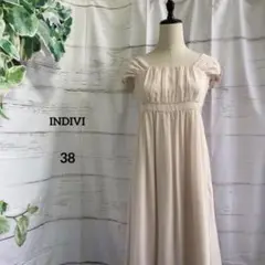 INDIVI インディヴィ　チュールワンピース　パフスリーブ　Mサイズ