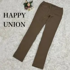 【HAPPY UNION】スキニーパンツ　チノパン　茶色　L ウエストゴム
