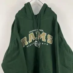 USA古着 pro player rams ncaa パーカー 緑 フットボール