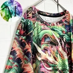 新品　未使用　タトゥー　ドラゴン　Tシャツ　メンズ　総柄　刺青　蛍光　派手　3Ｄ