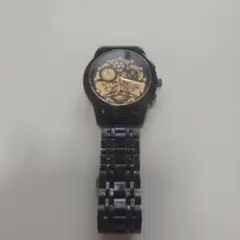 スケルトンデザイン アナログ時計 黒