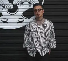 WAX THM Koikuchi-shirts \"Cube刺繍\" ホワイト WAX(ワックス) / 鯉口シャツ / Koikuchi-shirts 