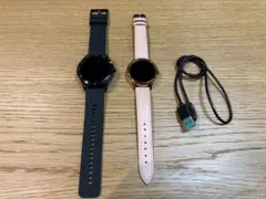 スマートウォッチ 2点セット(黒:男性用、ピンク:女性用)
