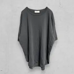 t1969【エニィファム】ラウンドヘムTシャツ　無地　ダークグレー　レディース