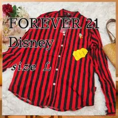 FOREVER21【Ｌ】トップス　コラボ　シャツ　Disney　ドナルド　赤
