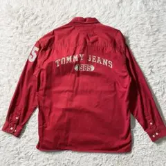 良品】トミージーンズ　長袖シャツ　90s　胸ポケット　大きいサイズ　ワッペン　L