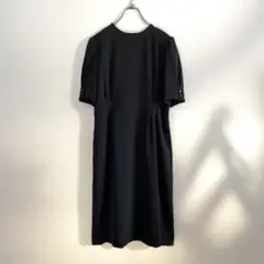 【SALE♡】ウエストタックワンピース 半袖 黒 レトロ オケージョン