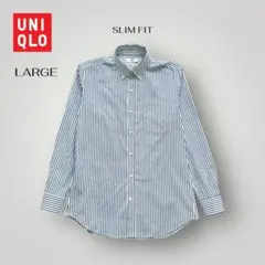UNIQLO ネイビーストライプ　ファインクロス　ストレッチ　L