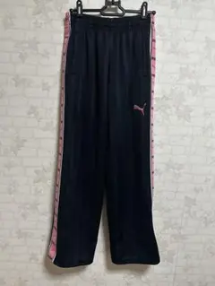 PUMA ジャージ　ネイビー ピンクストライプ　ラインパンツ