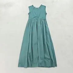 フレームワーク　コットンテンジク×ローンワンピース　ノースリーブ　緑　F
