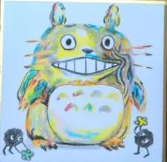 となりのトトロ。色鉛筆画。豆色紙。手描きイラスト。トトロ。ファンアート。