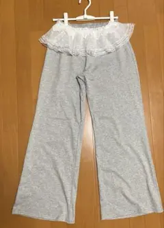 Wcloset／スウェットパンツ、レイヤードスカート、グレー